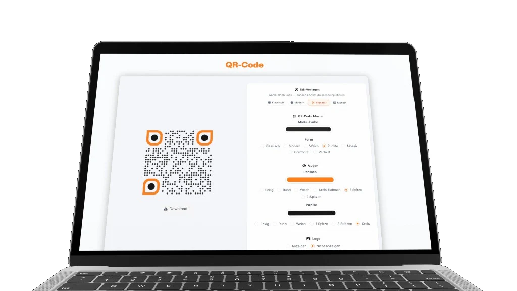 Überarbeiteter QR-Code-Editor mit Stil-Vorlagen und Einstellungs-Panel in YourVCard